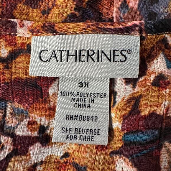 Catherines 3X-Large Draped Kimono Floral 3/4 Bell Sleeve Semi-Sheer Asymmetrical - Picture 7 of 8